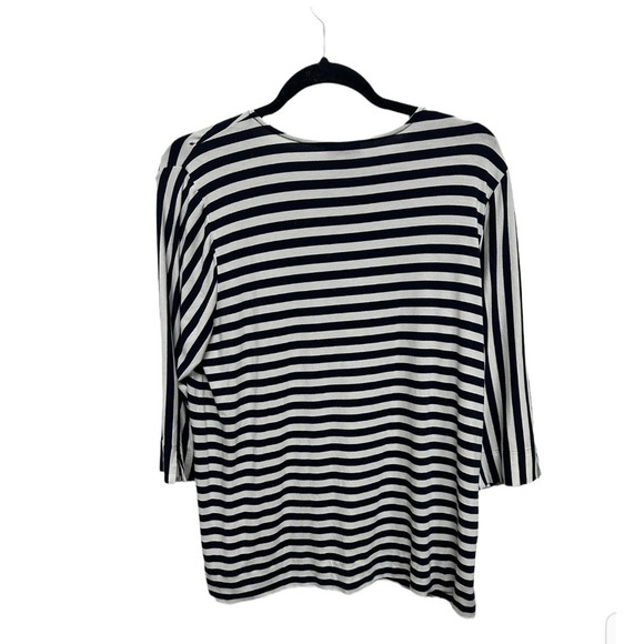 J.Jill Black and White Stripe Long Sleeve Size Large Rayon Material - Picture 2 of 4